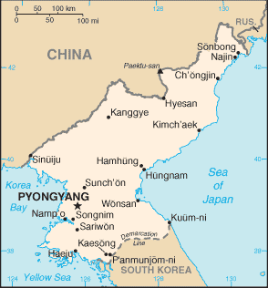 Map of Korea, North