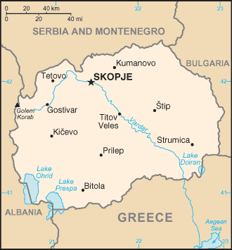 Map of Macedonia, The Former Yugoslav Republic of